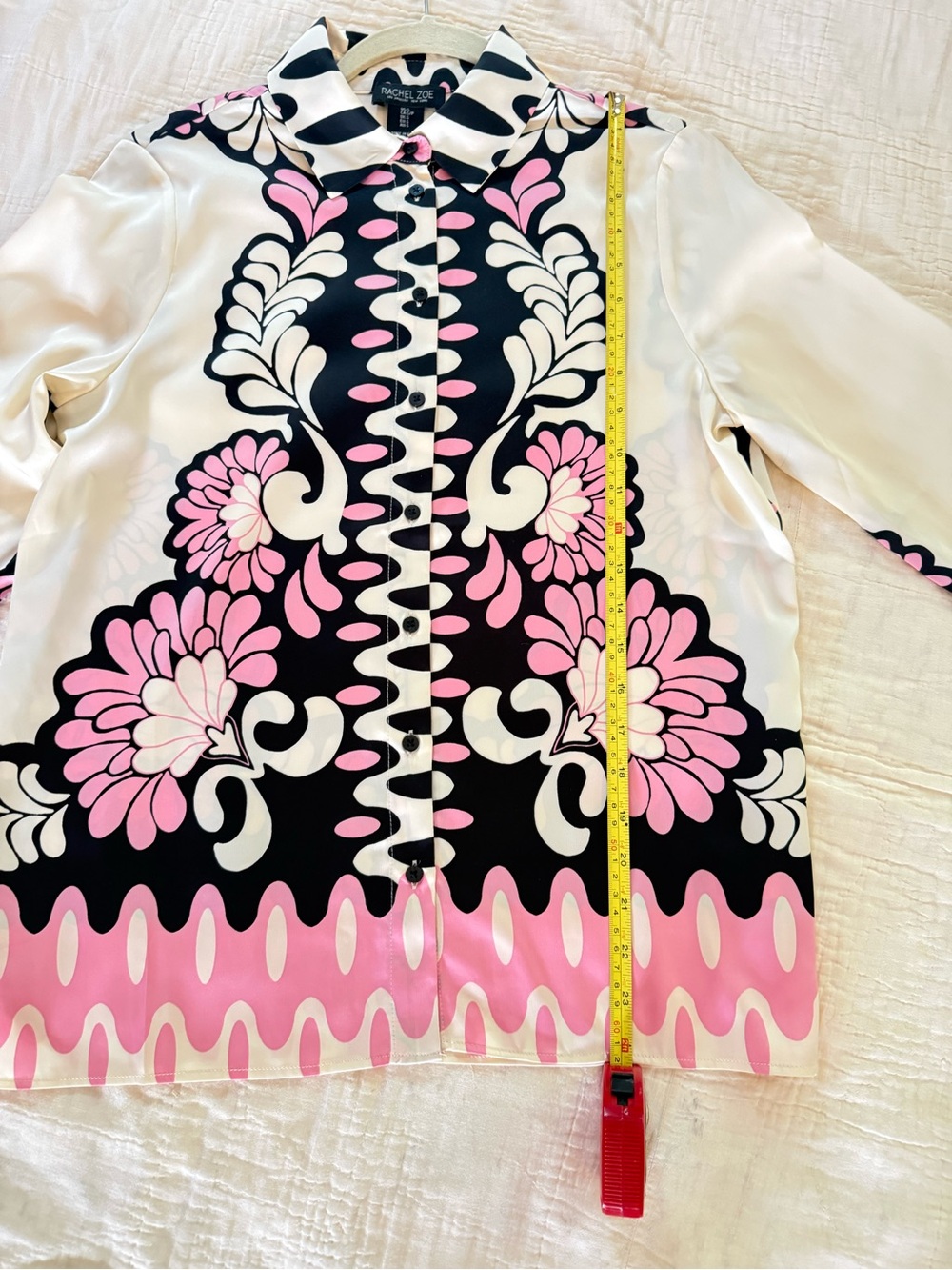 Rachel Zoe Cream, Pink & Black Floral Button-Front Shirt - Picture 4 of 5